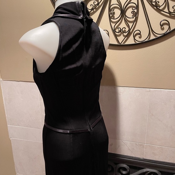 Y2K Vintage Tadashi Women’s Blk Sleeveless Tuxedo Style Full Length Dress SZ S - Picture 8 of 13